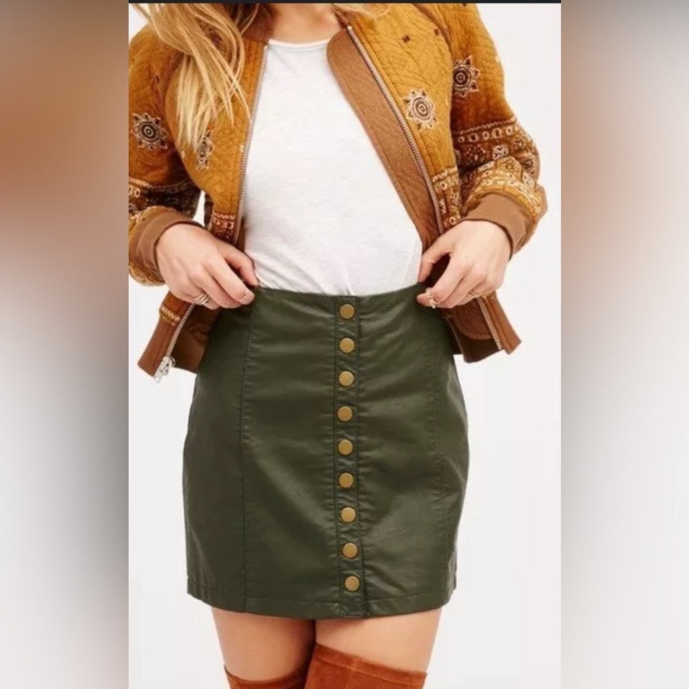 Free People Oh Snap Vegan Leather Skirt